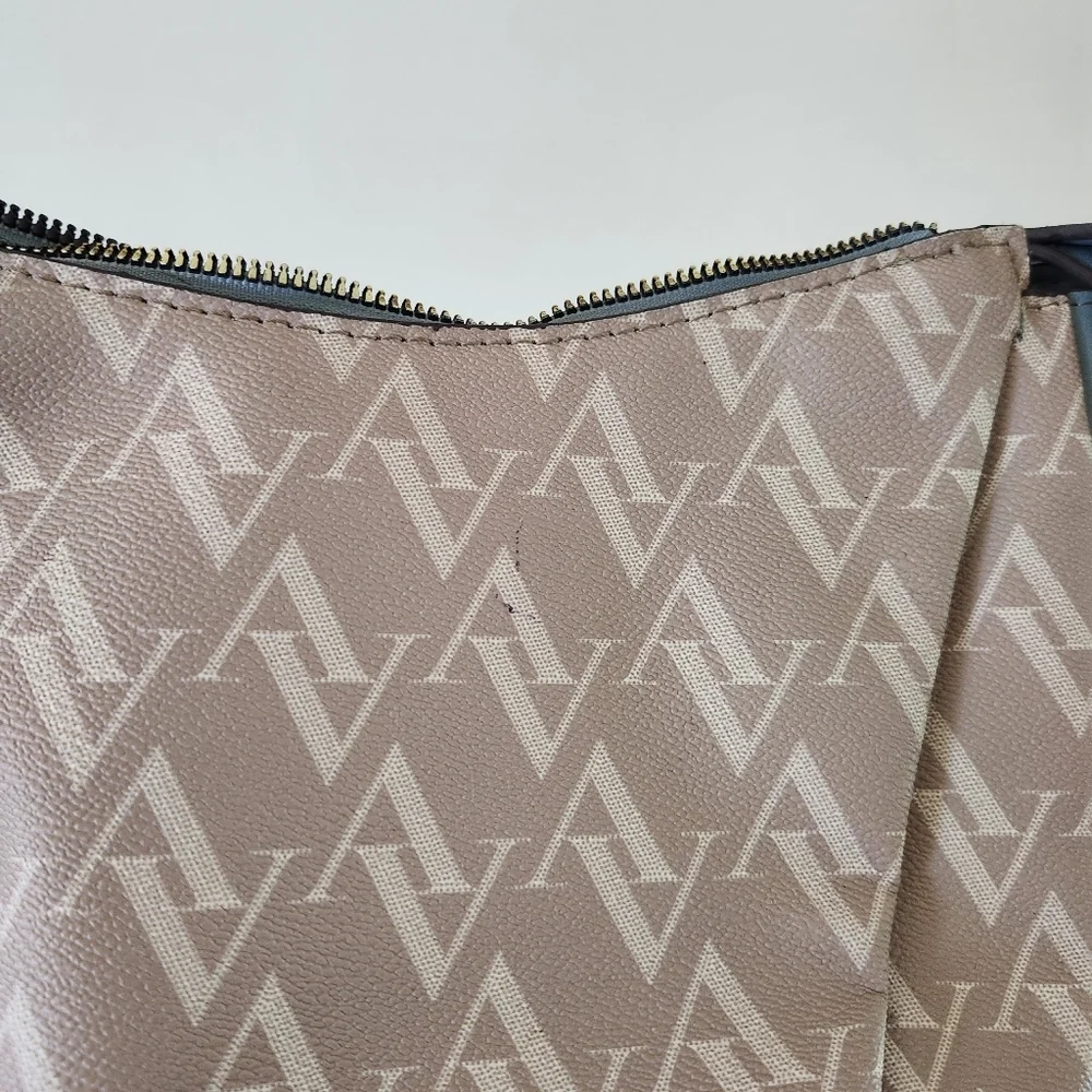 Adrienne Vittadini Women's Crossbody Bag Size Small Blue and Beige